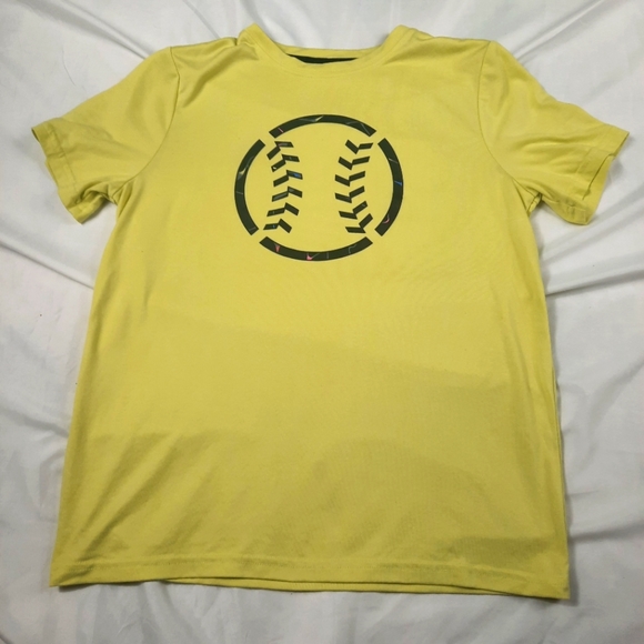 Size L ( 14 / 16) Xersion boys shirt Quick-dri Yellow with Baseball design - Picture 1 of 3